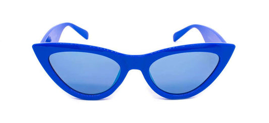 Shiny blue cat-eye Sonnenbrille "Kelly" with mirrored lenses by KLEYES, perfect for a modern princess, now available to buy online with free shipping