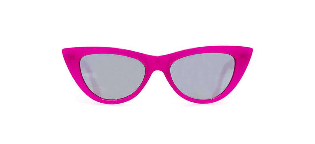 KLEYES Sonnenbrille „barbie“ mit glänzend pinkem Rahmen und silbernen verspiegelten Gläsern - originelle, farbenfrohe Damen-Sonnenbrille versandkostenfrei kaufen