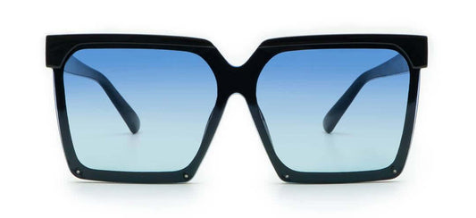 Sanremo Damen-Sonnenbrille mit glänzend schwarzem Rahmen und blauen Verlaufsgläsern, erhältlich bei KLEYES - Versandkostenfrei bestellen.